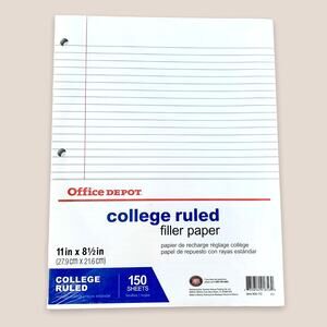 Office Depot College Ruled Lined Filler Paper - 150 Sheets